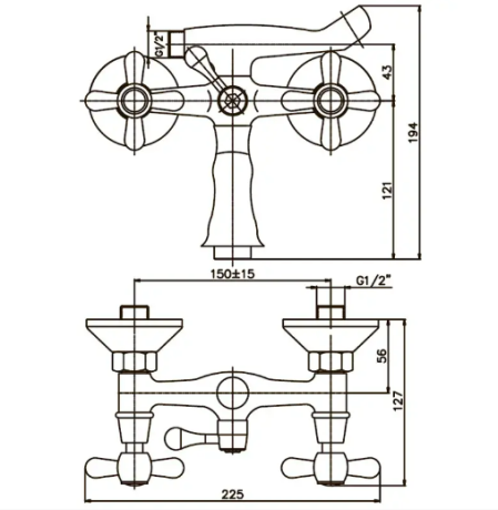 Смеситель для ванны Haiba DOMINOX 142 матовый (HB0066)