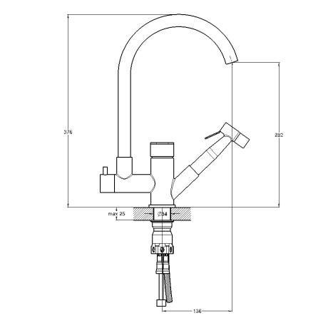 Змішувач для кухні з доп.витяжною лійкою SOLONE JAT18-A094