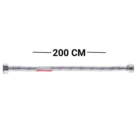 Гнучкий шланг для підключення води Гайка 1/2'' - Штуцер 1/2'' (200 см) (силик. оболонка) ZERIX (ZX3