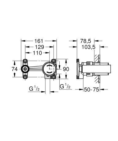 Прихована частина змішувача для раковини із джойстиком Grohe Non Rapido OHM (23429000)