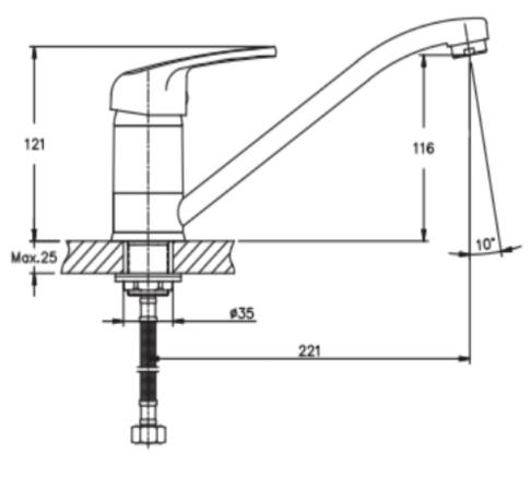 Смеситель для кухни HAIBA MAGIC 555 ГАЙКА HB0691