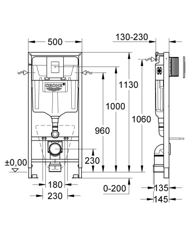 Система інсталяції для унітазу 5 в 1 Grohe Rapid SL (38827000)
