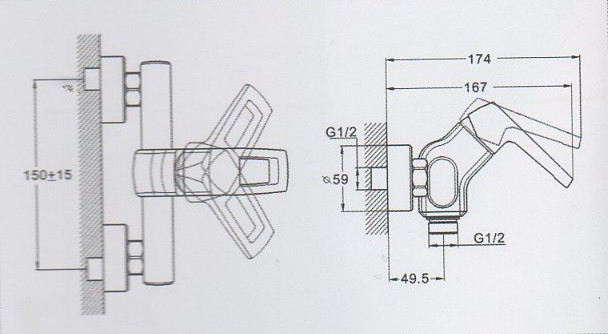 Смеситель для душевой кабины ZEGOR (TROYA) NEF5-A232