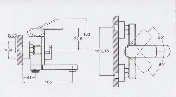Смеситель для ванны ZEGOR (TROYA) LEB3-A123KT