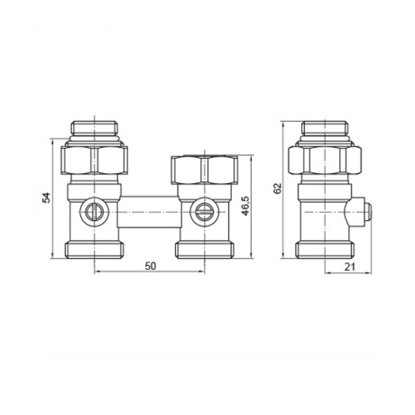 Вузол нижнього підключення радіатора прямий 3/4"x1/2" Koer KR.1133 (комплект) (KR3114)