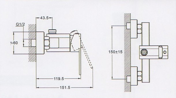 Змішувач для душової кабіни ZEGOR (TROYA) LEB5-A123KH