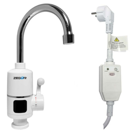 ВОДОНАГРЕВАТЕЛЬ ПРОТОЧНЫЙ ЭЛЕКТРИЧЕСКИЙ КУХОННЫЙ 3КВТ ДЛЯ МОЙКИ ОДНОРЫЧАЖНЫЙ ZEGOR EC-701 