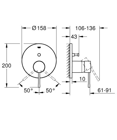 Змішувач прихованого монтажу на 2 споживача Grohe Essence New (24058001)