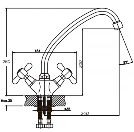 Смеситель для кухни Haiba DOMINOX 271 (HB0077)