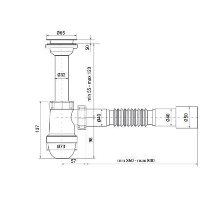 Сифон для умивальника Zerix SU-01 1 1/4"x40 з литим випуском (ZX4947)