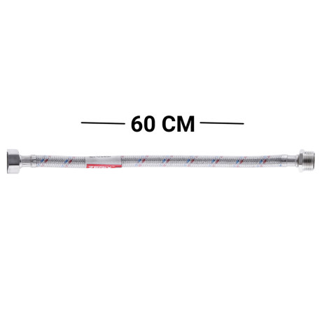 Гнучкий шланг для підключення води гайка 1/2'' - Штуцер 1/2'' (60 см) (силик. оболонка) Zerix (ZX30