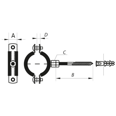 Хомут трубний оцинкований Koer KCB.20 1-1 / 4" (38-43) чорний (KR2798)