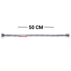 Гнучкий шланг для підключення води гайка 1/2'' - Штуцер 1/2'' (50 см) (силик. оболонка) Zerix (ZX30