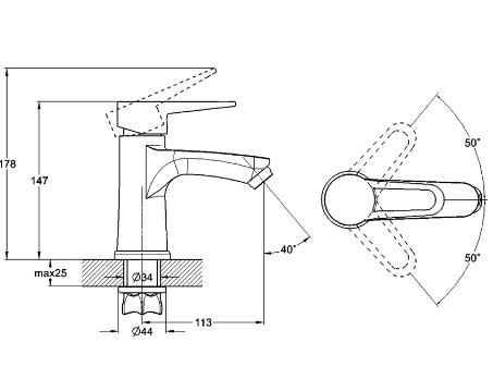 Смеситель для умывальника ZEGOR (TROYA) PUD1-A045KT