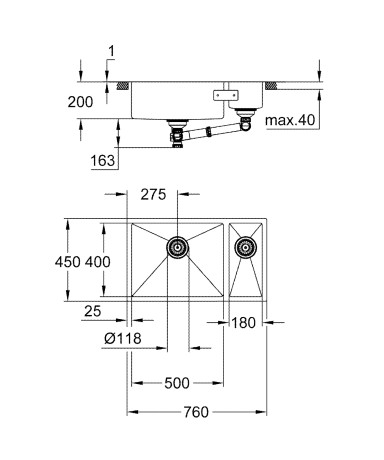 Мийка для кухні із нержавіючої сталі Grohe K700U (31575SD1)