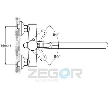 Смеситель для ванны ZEGOR (TROYA) PUD7-A045YB