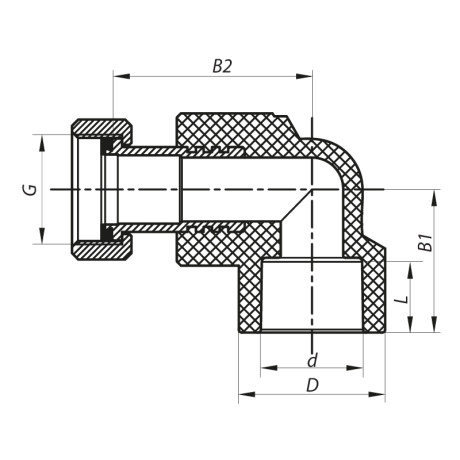 Кут з накидною гайкою 25x3/4F PPR Koer K0145.PRO (KP0183)